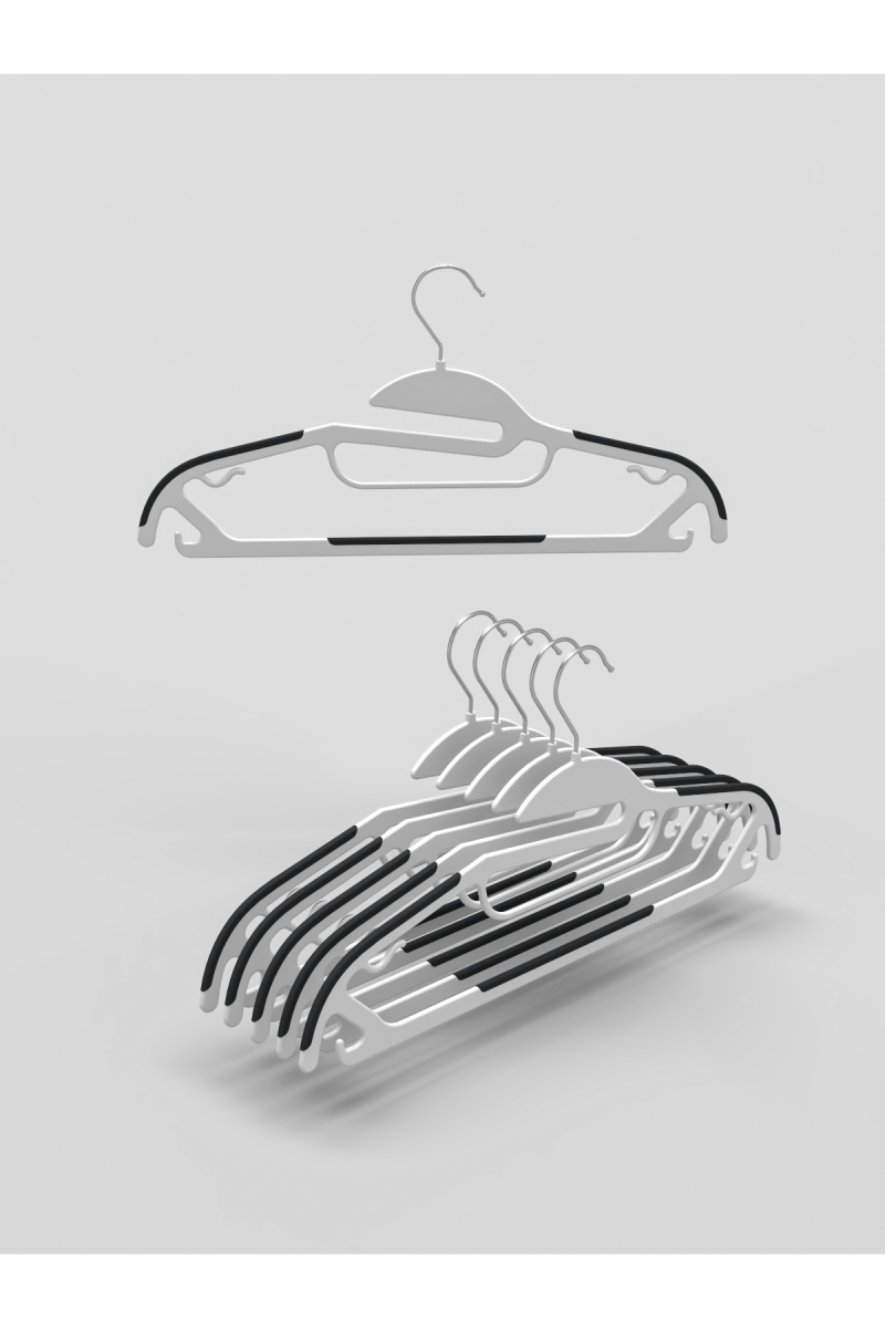 Long Way 10 Lu Set Ağır Hizmet Tipi Plastik Askı, Kaymaz Tasarım, Ince Profil Dayanıklı Modern Askı