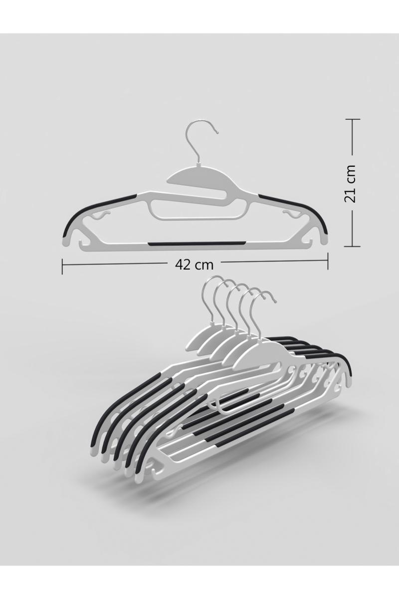 Long Way 10 Lu Set Ağır Hizmet Tipi Plastik Askı, Kaymaz Tasarım, Ince Profil Dayanıklı Modern Askı